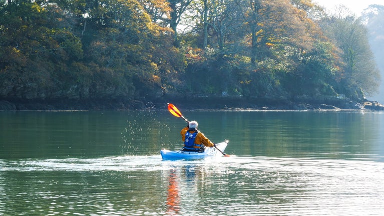 Ceufadu ar hyd yr Afon Fal, fel y gwelir o draeth Trelissick, Cernyw